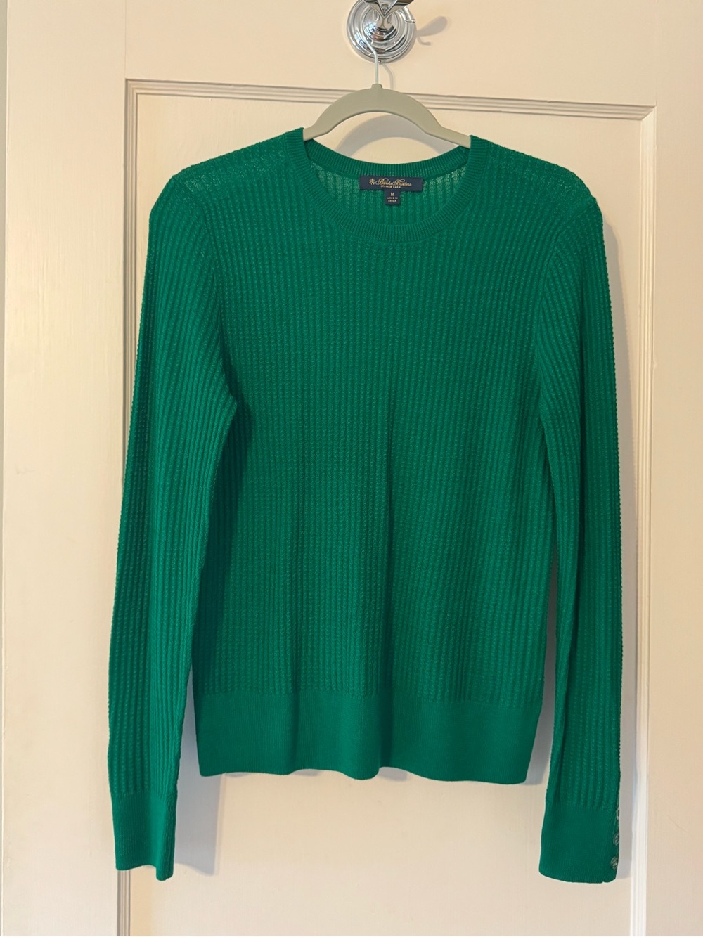 Brooks Brothers Women's Emerald Green Ribbed Crewneck Sweater